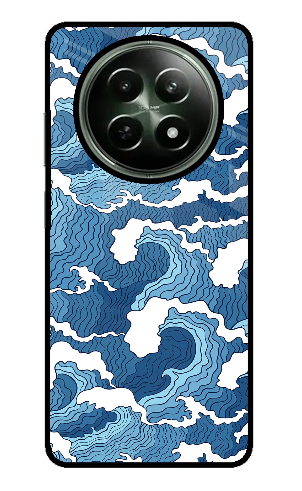 Blue Waves Realme 12x 5G Glass Case Back Cover by Casekaro