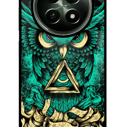 Green Owl Realme 12x 5G Glass Case Back Cover by Casekaro