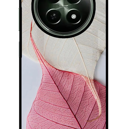 White Pink Leaf Realme 12x 5G Glass Case Back Cover by Casekaro