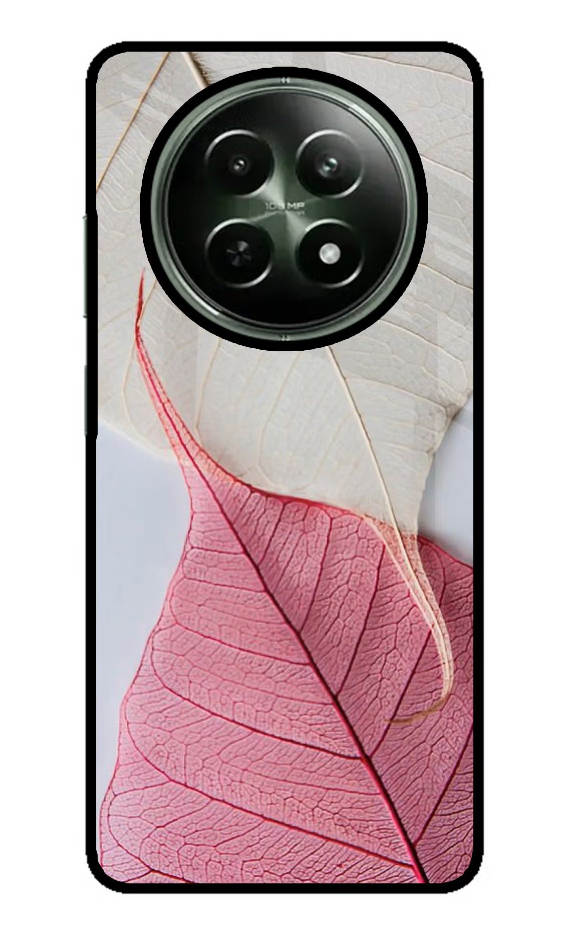 White Pink Leaf Realme 12x 5G Glass Case Back Cover by Casekaro