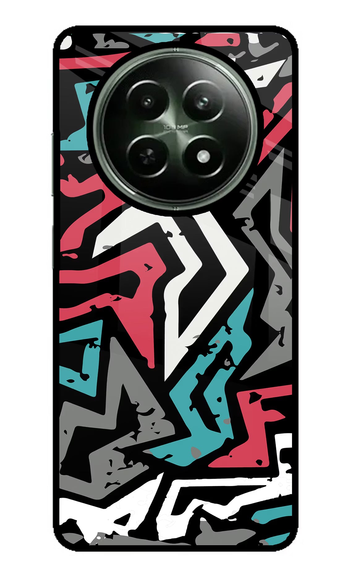 Geometric Graffiti Realme 12x 5G Glass Case Back Cover by Casekaro