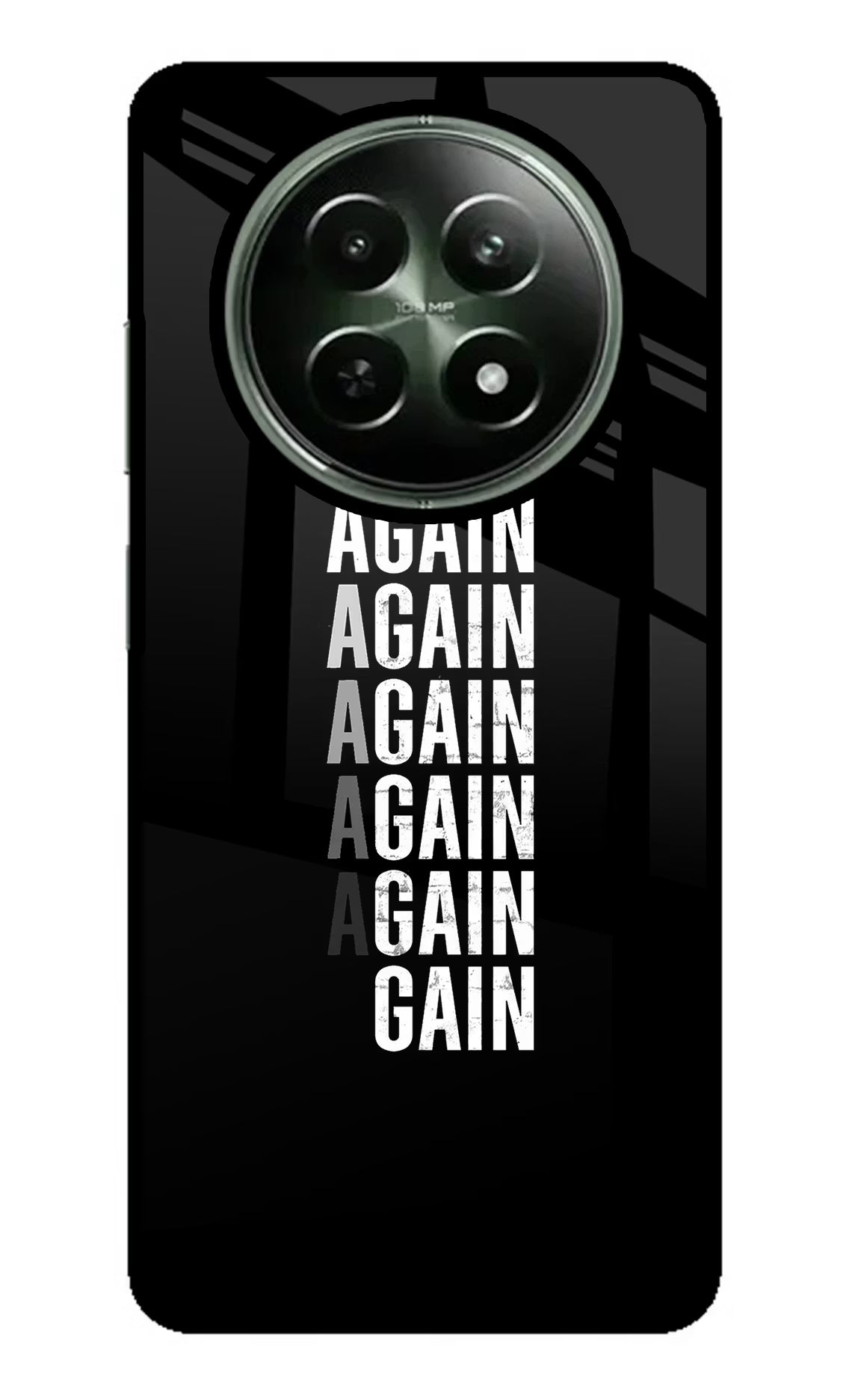 Again Again Gain Realme 12x 5G Glass Case Back Cover by Casekaro