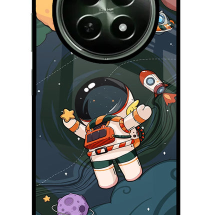 Cartoon Astronaut Realme 12x 5G Glass Case
