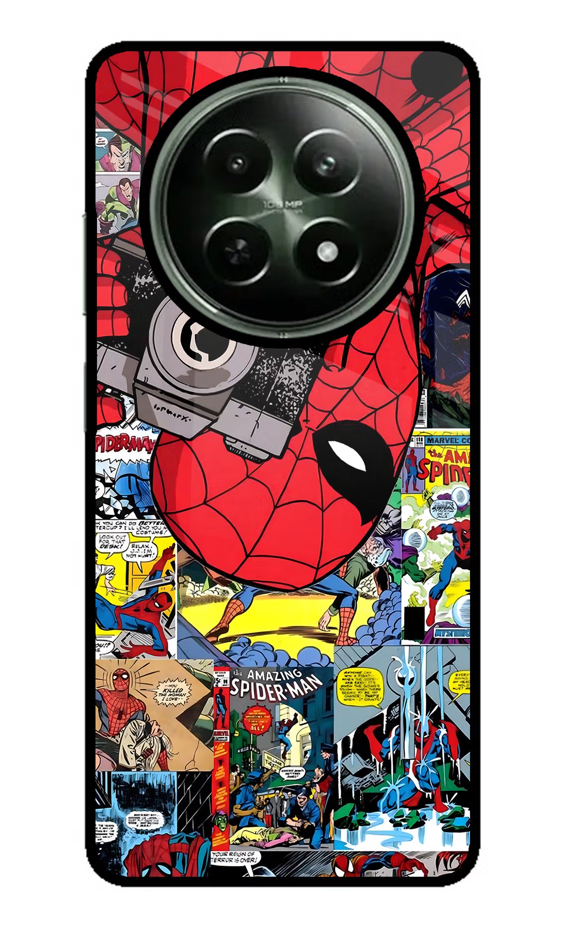 Spider Man Realme 12x 5G Glass Case Back Cover by Casekaro