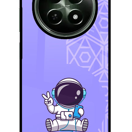 Cute Astronaut Chilling Realme 12x 5G Glass Case