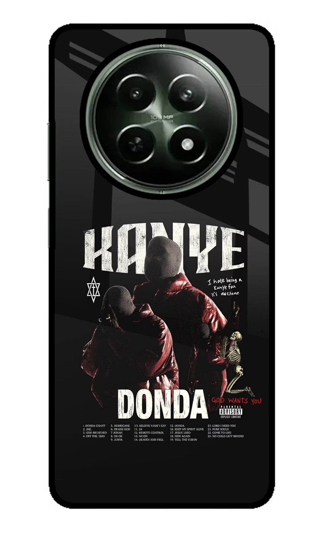 Donda Kanye West Realme 12x 5G Glass Case Back Cover by Casekaro
