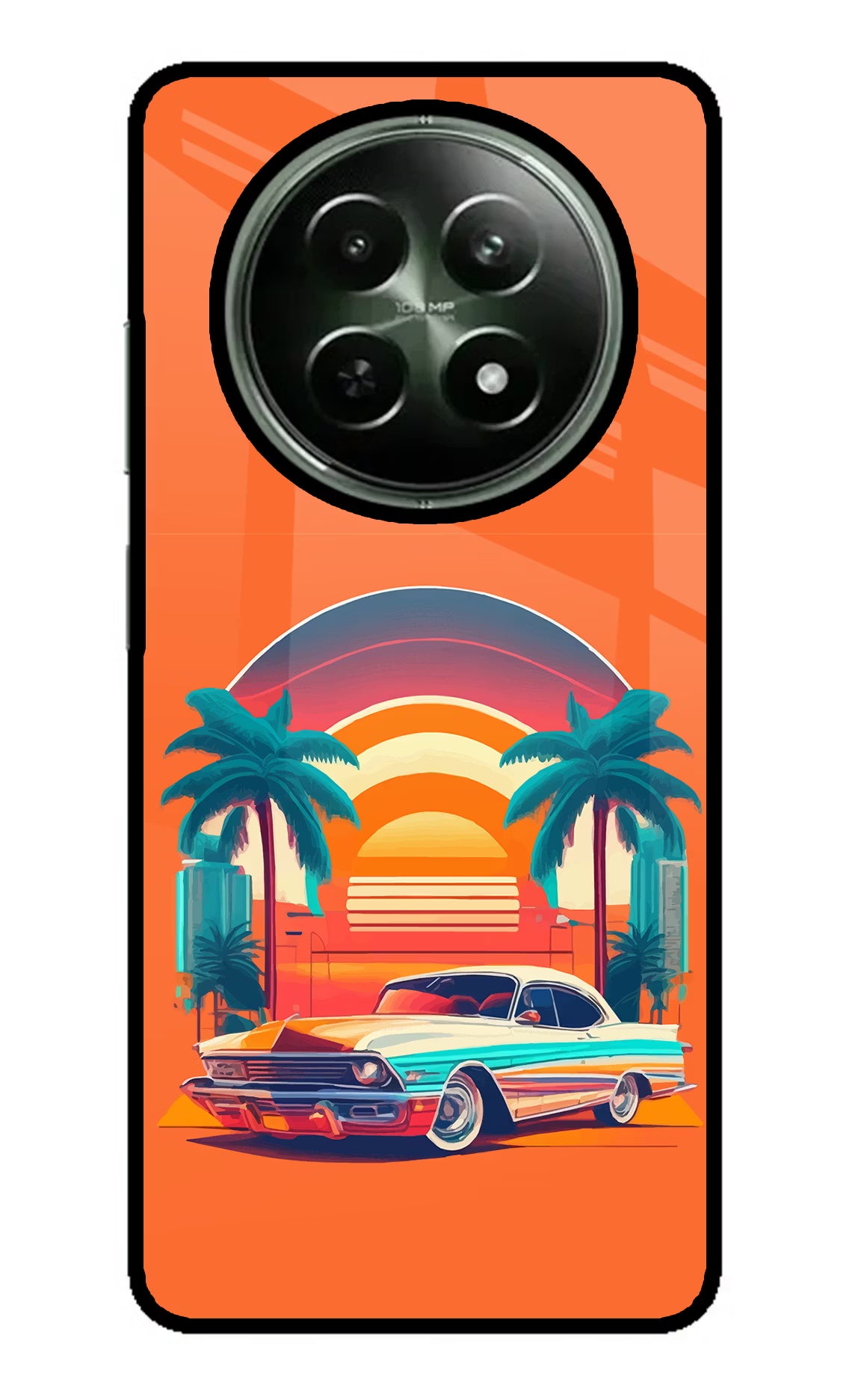 Palm Drive 80s Realme 12x 5G Glass Case Back Cover by Casekaro