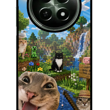 Minecraft Cat Chaos Realme 12x 5G Glass Case Back Cover by Casekaro