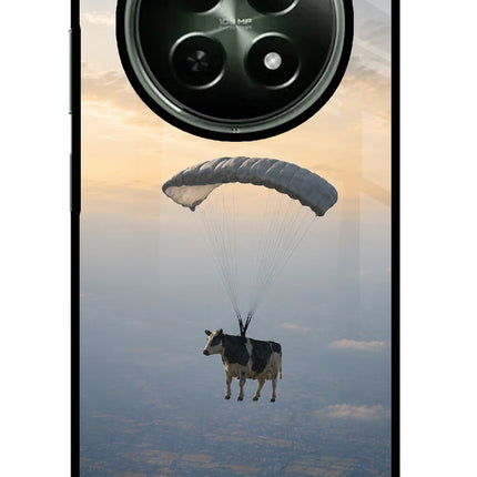 Skydiving Cow Realme 12x 5G Glass Case