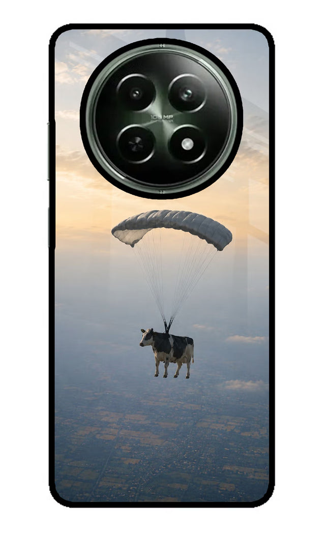 Skydiving Cow Realme 12x 5G Glass Case