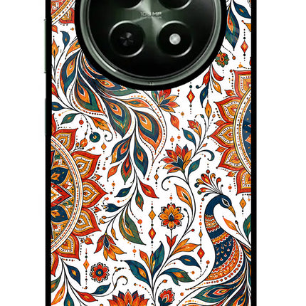 White Mayura Realme 12x 5G Glass Case