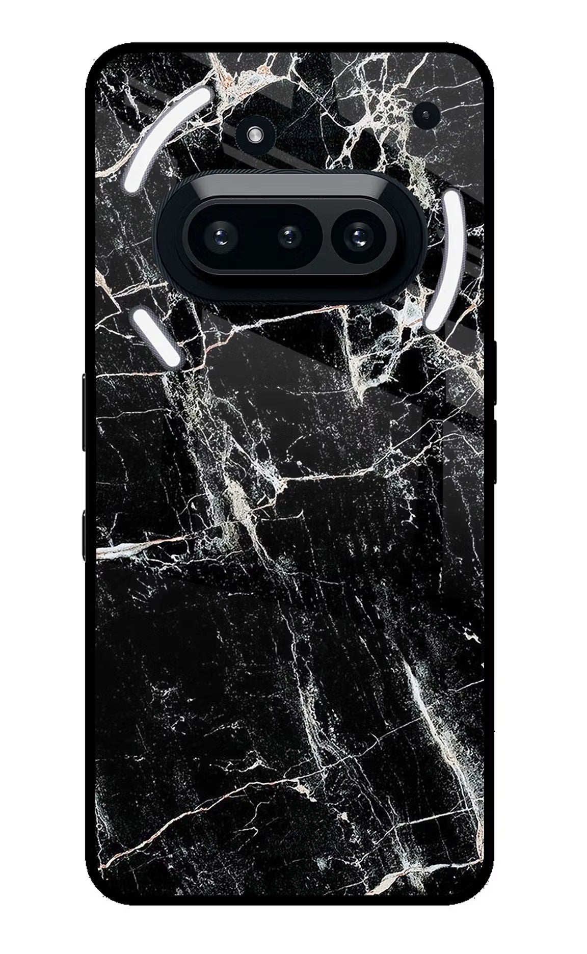 Black Marble Texture Nothing Phone 3A Glass Case Back Cover by Casekaro
