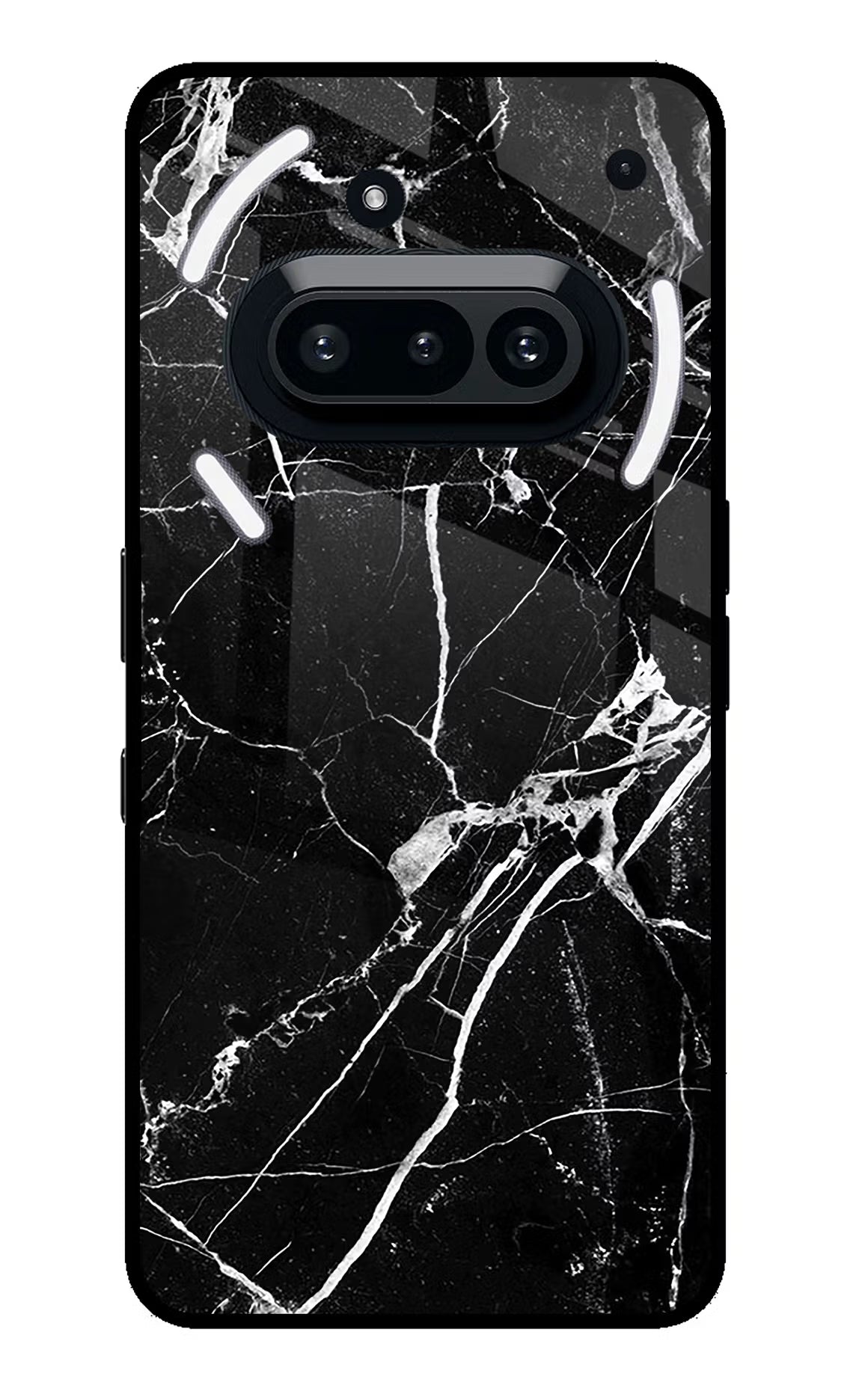 Black Marble Pattern Nothing Phone 3A Glass Case Back Cover by Casekaro