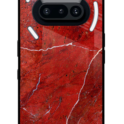 Red Marble Design Nothing Phone 3A Glass Case Back Cover by Casekaro
