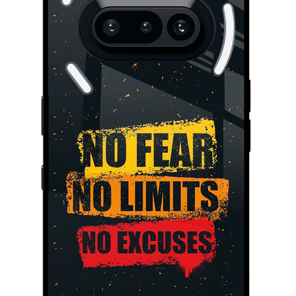 No Fear No Limits No Excuse Nothing Phone 3A Glass Case Back Cover by Casekaro