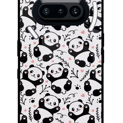Cute Panda Nothing Phone 3A Glass Case Back Cover by Casekaro