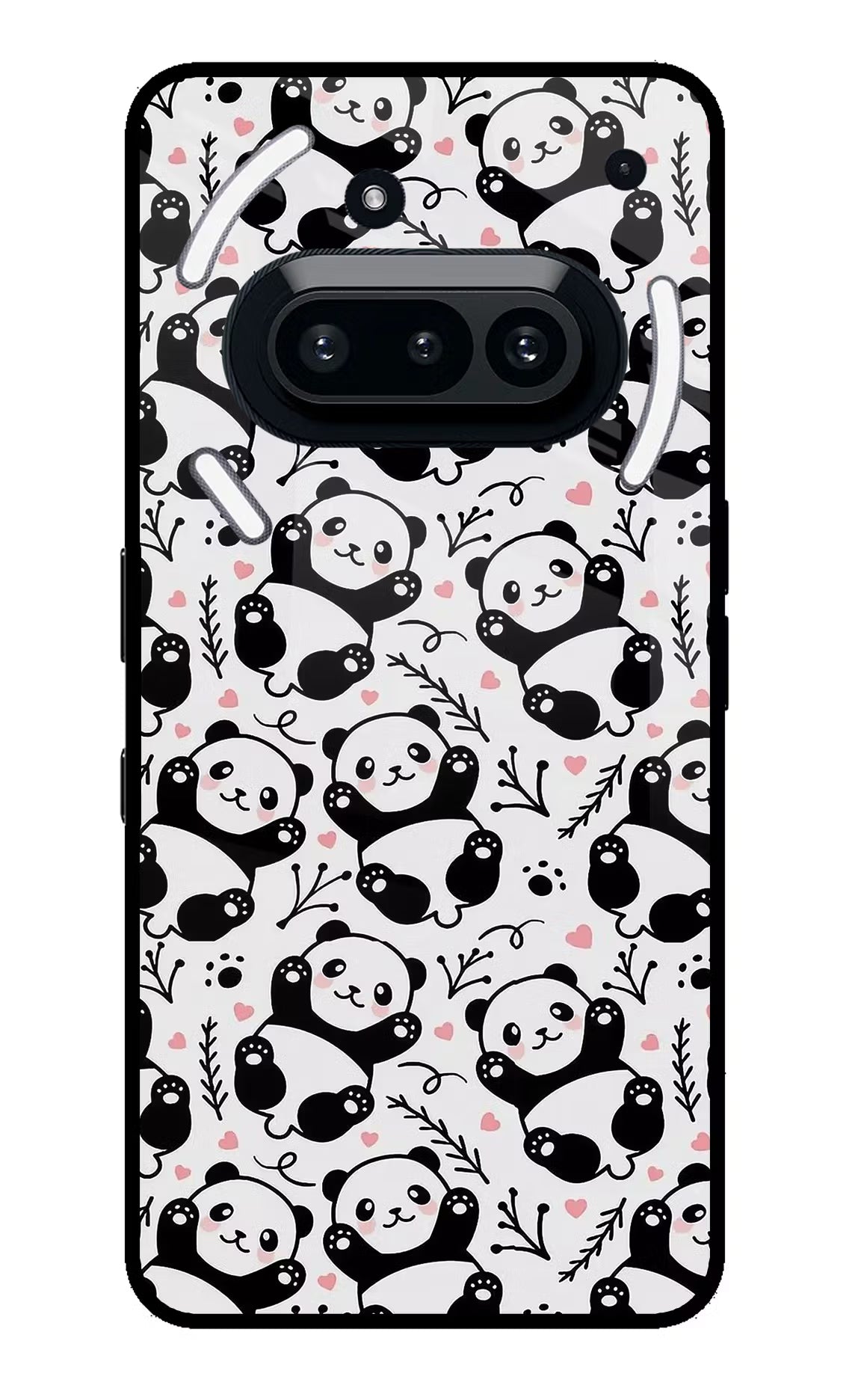 Cute Panda Nothing Phone 3A Glass Case Back Cover by Casekaro