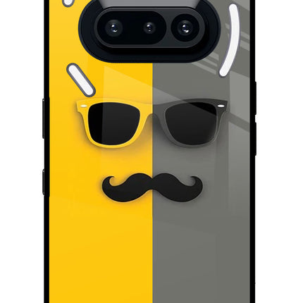 Sunglasses with Mustache Nothing Phone 3A Glass Case Back Cover by Casekaro
