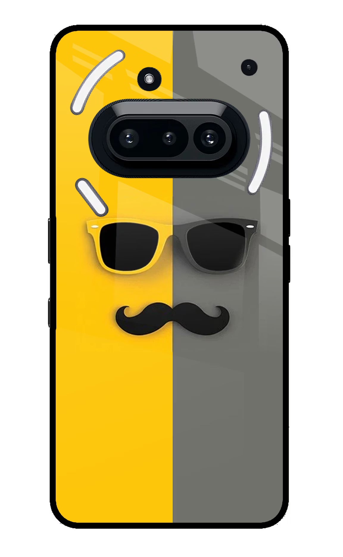 Sunglasses with Mustache Nothing Phone 3A Glass Case Back Cover by Casekaro