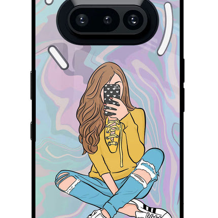 Selfie Girl Nothing Phone 3A Glass Case Back Cover by Casekaro