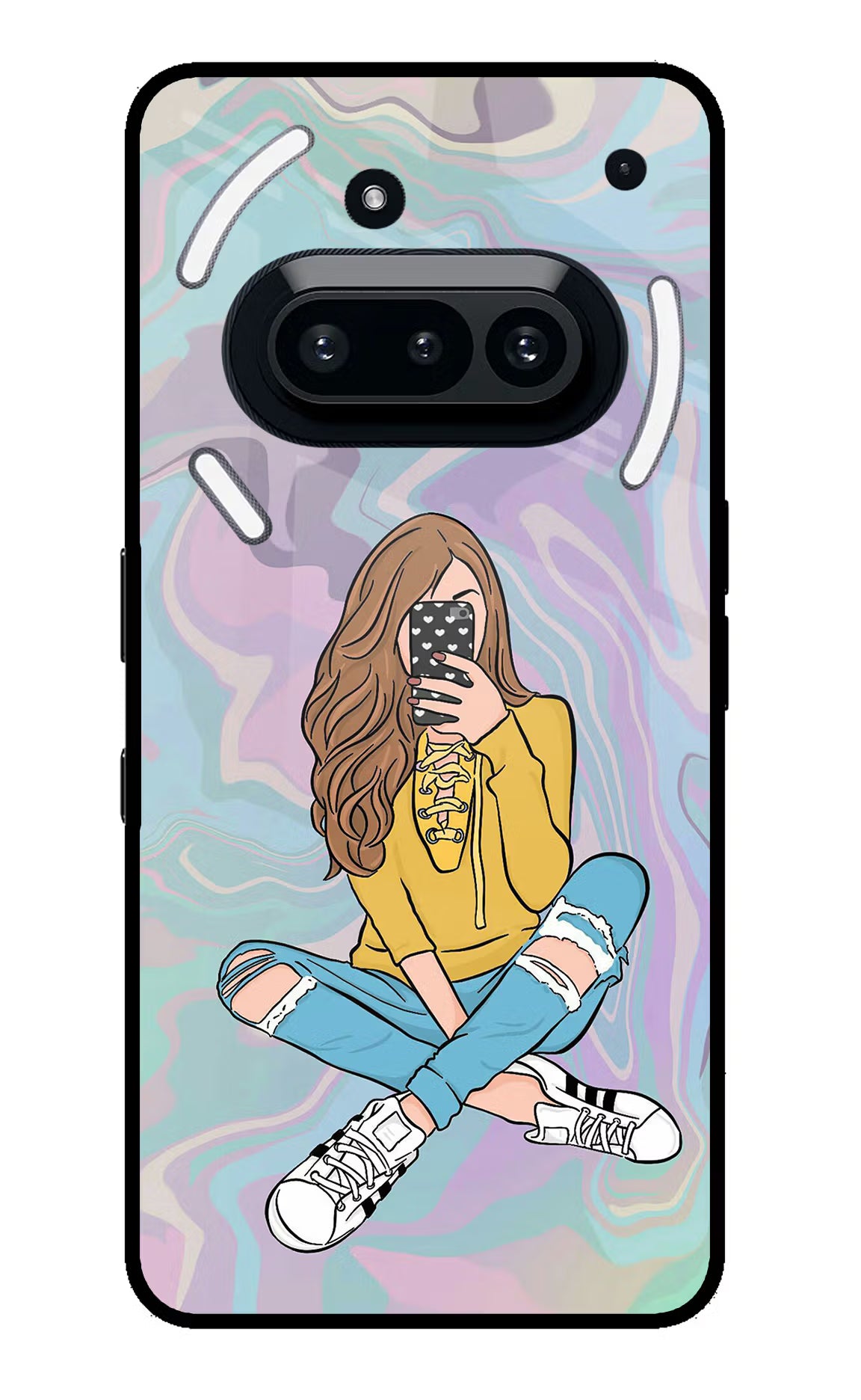 Selfie Girl Nothing Phone 3A Glass Case Back Cover by Casekaro