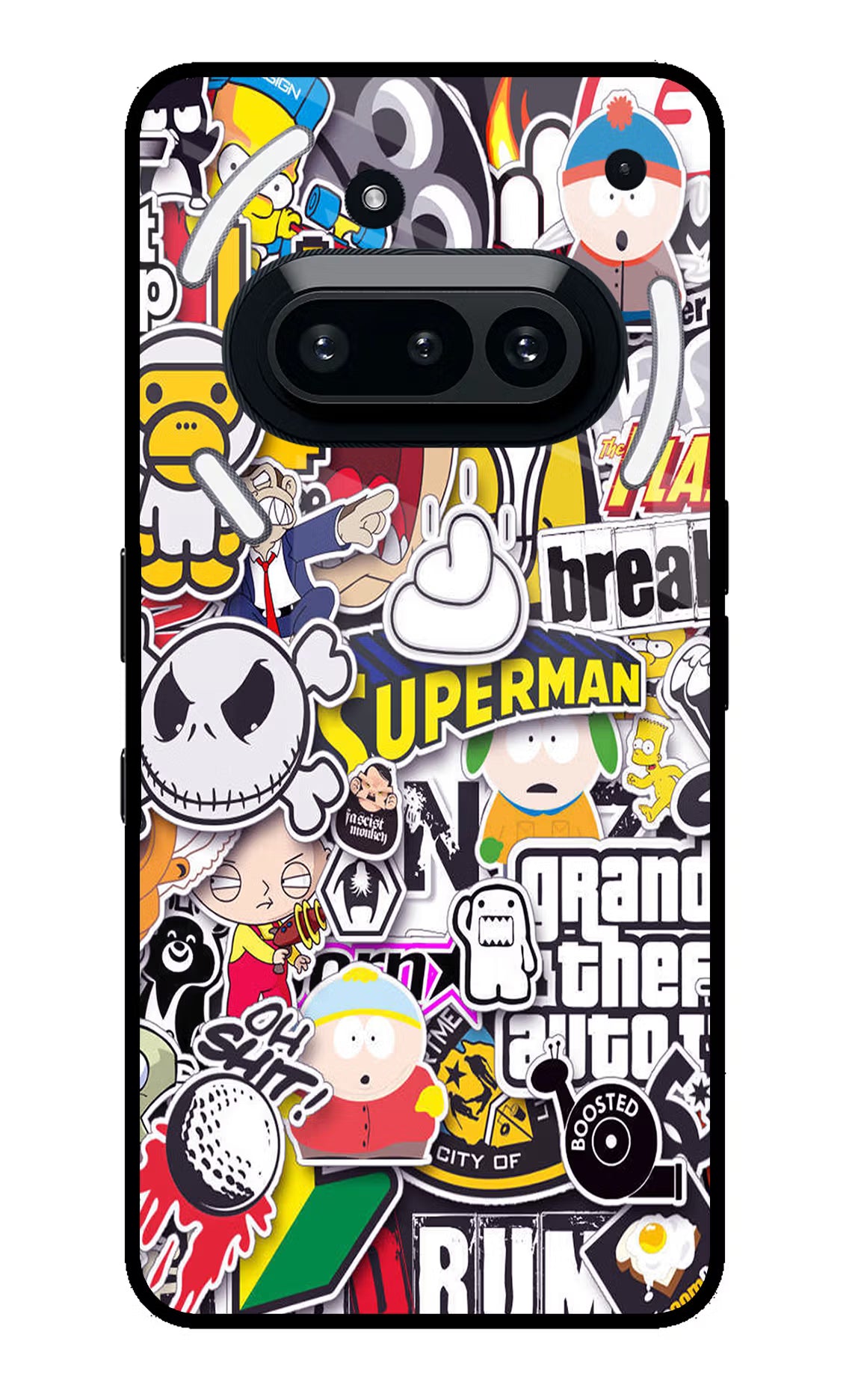 Sticker Bomb Nothing Phone 3A Glass Case Back Cover by Casekaro