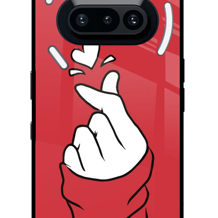Korean Love Sign Nothing Phone 3A Glass Case Back Cover by Casekaro