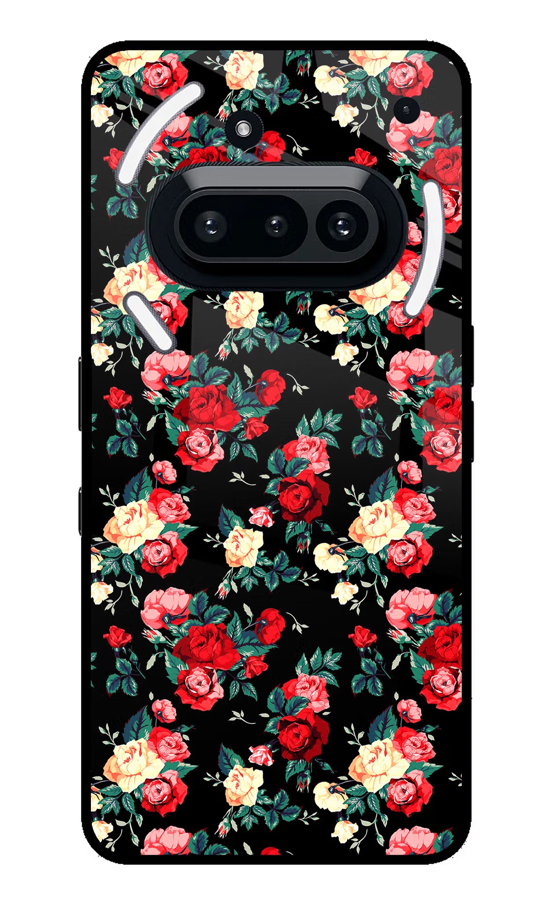 Rose Pattern Nothing Phone 3A Glass Case Back Cover by Casekaro