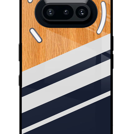 Blue and white wooden Nothing Phone 3A Glass Case Back Cover by Casekaro