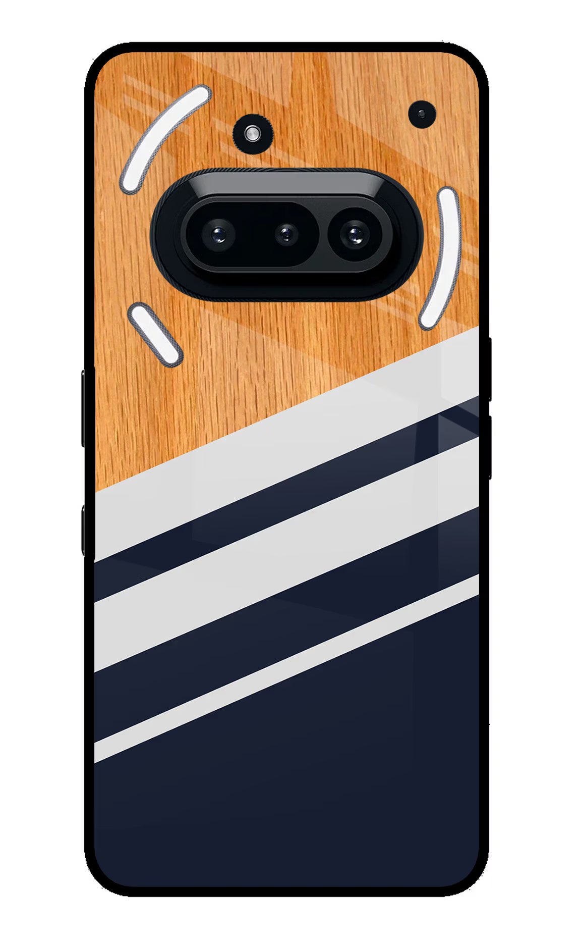 Blue and white wooden Nothing Phone 3A Glass Case Back Cover by Casekaro