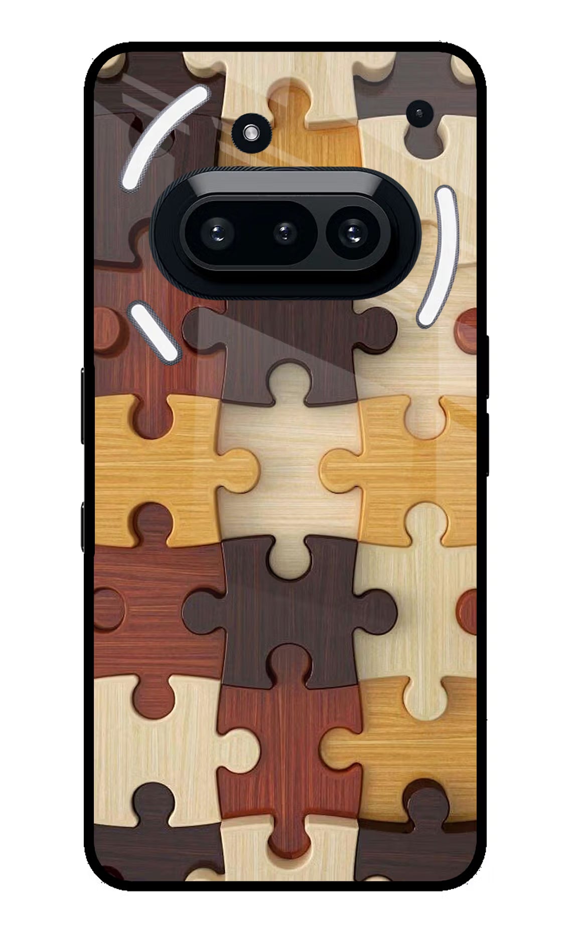 Wooden Puzzle Nothing Phone 3A Glass Case Back Cover by Casekaro