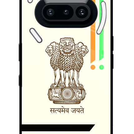 Satyamev Jayate Brown Logo Nothing Phone 3A Glass Case Back Cover by Casekaro
