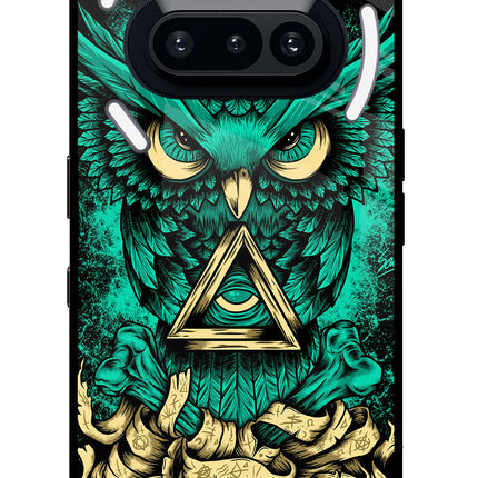 Green Owl Nothing Phone 3A Glass Case Back Cover by Casekaro