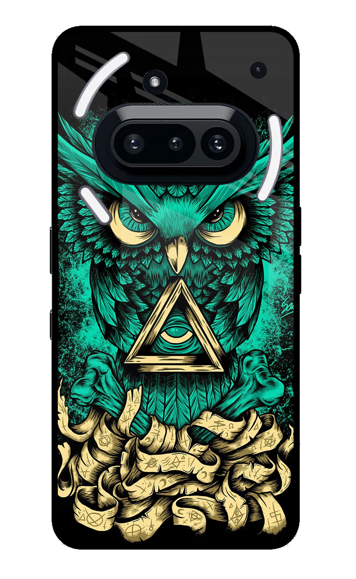 Green Owl Nothing Phone 3A Glass Case Back Cover by Casekaro