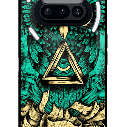 Green Owl Nothing Phone 3A Glass Case Back Cover by Casekaro