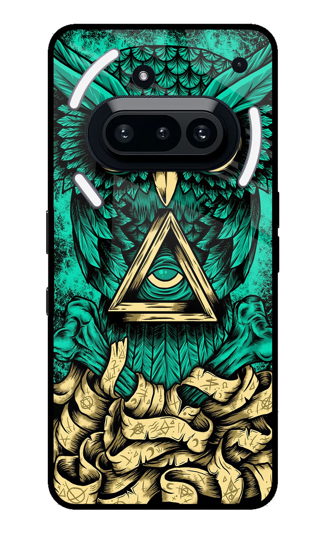 Green Owl Nothing Phone 3A Glass Case Back Cover by Casekaro