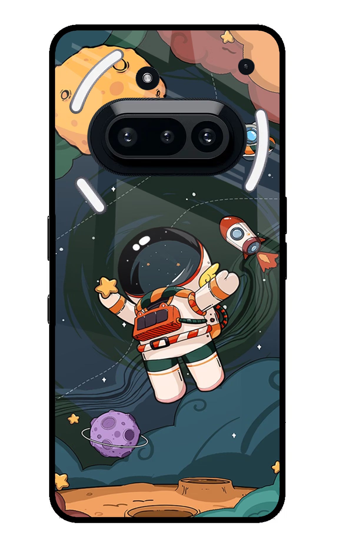 Cartoon Astronaut Nothing Phone 3A Glass Case Back Cover by Casekaro