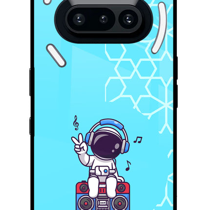 Cute Astronaut Chilling Nothing Phone 3A Glass Case Back Cover by Casekaro