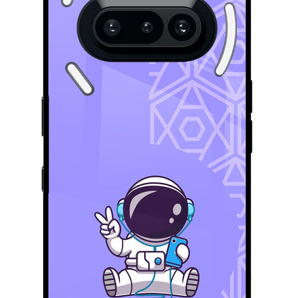 Cute Astronaut Chilling Nothing Phone 3A Glass Case Back Cover by Casekaro