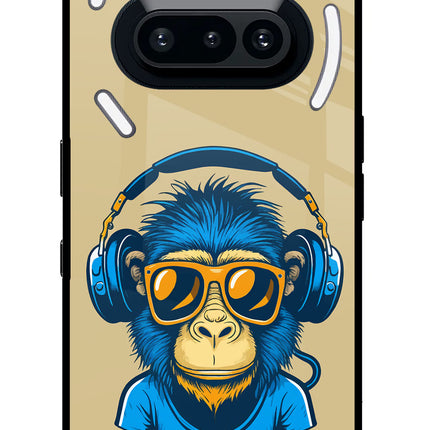 Monkey Headphone Nothing Phone 3A Glass Case Back Cover by Casekaro