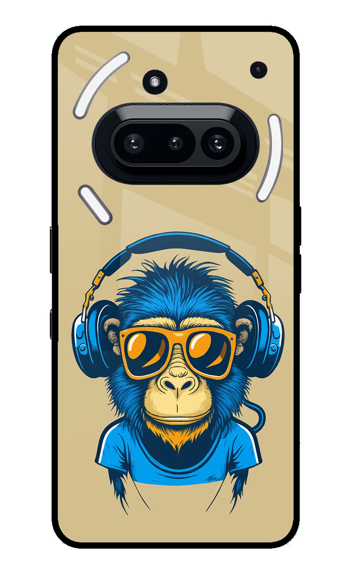 Monkey Headphone Nothing Phone 3A Glass Case Back Cover by Casekaro