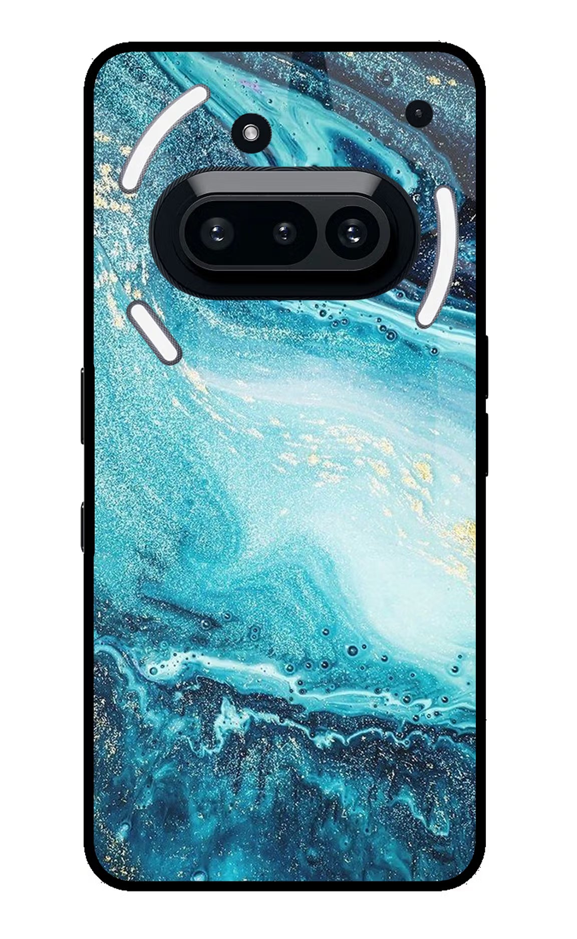 Blue Glitter Marble Nothing Phone 3A Glass Case Back Cover by Casekaro