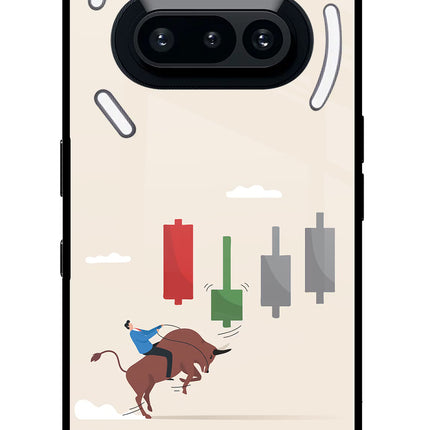 Bull Trading Momentum Nothing Phone 3A Glass Case Back Cover by Casekaro