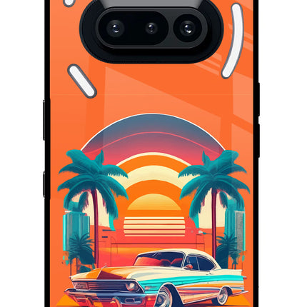 Palm Drive 80s Nothing Phone 3A Glass Case Back Cover by Casekaro