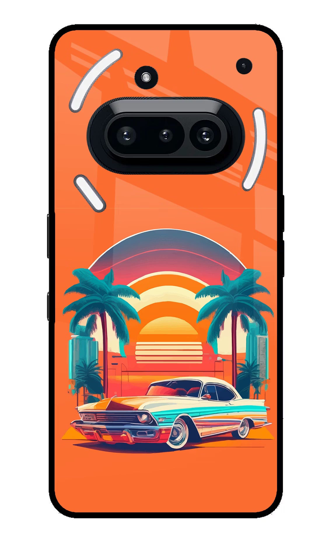 Palm Drive 80s Nothing Phone 3A Glass Case Back Cover by Casekaro