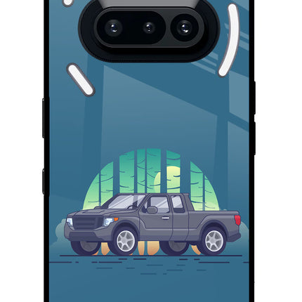 Retro Garage Vibe Nothing Phone 3A Glass Case Back Cover by Casekaro