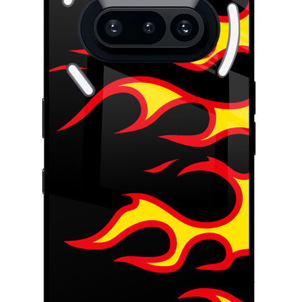 Side Sweep Flames Nothing Phone 3A Glass Case Back Cover by Casekaro