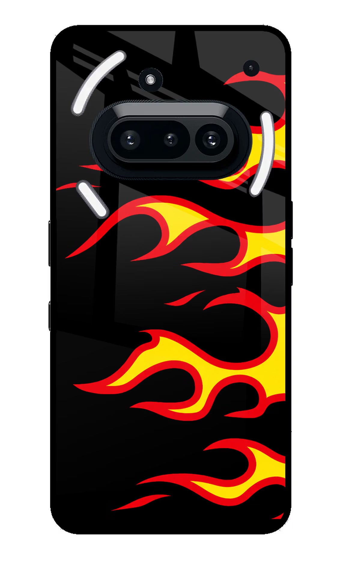 Side Sweep Flames Nothing Phone 3A Glass Case Back Cover by Casekaro