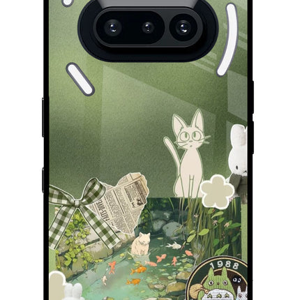 Aesthetic anime Nothing Phone 3A Glass Case Back Cover by Casekaro