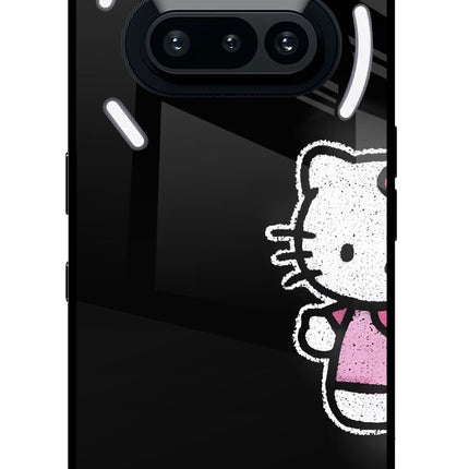 Kitty Charm Nothing Phone 3A Glass Case Back Cover by Casekaro